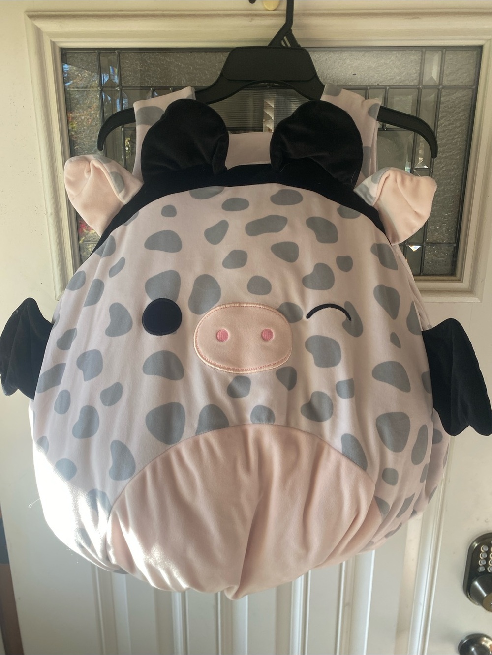 Squishmallows Pink and Gray Spotted Pig Plush Kids Backpack